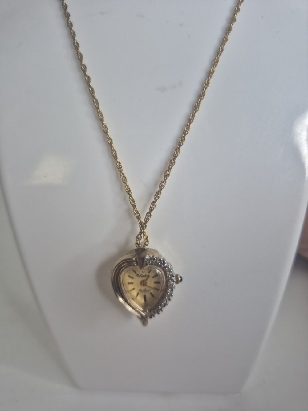 Dufonte Lucien Piccard New Battery Ladies Heart Pendant With 1/20 12k GP Chain